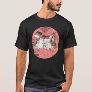 Camiseta O vintage retro de Drumset do baterista rufa o