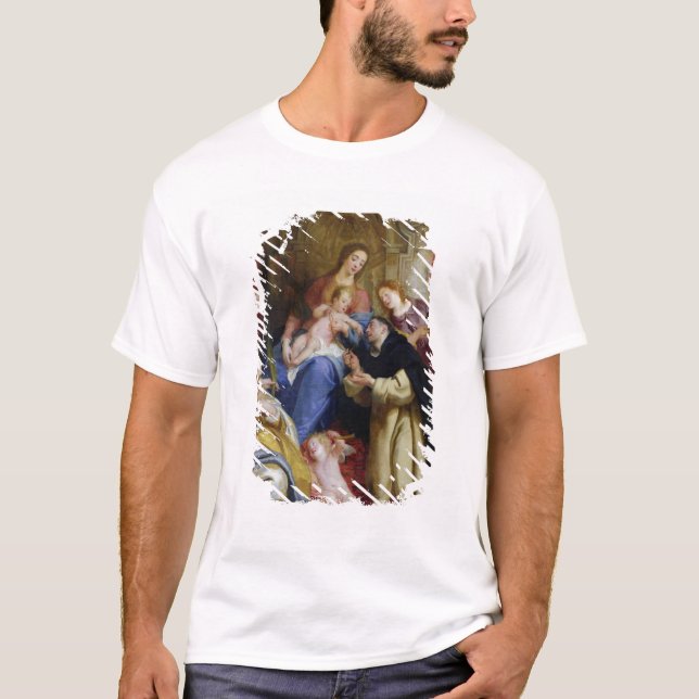 Camiseta O Virgin que oferece o rosário (Frente)