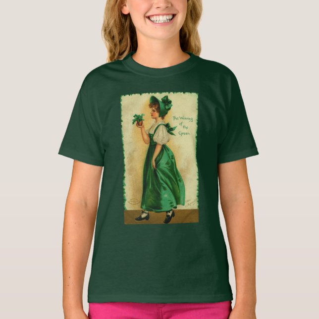 Camiseta O Visto da Arte Verde do Shamrock (Frente)
