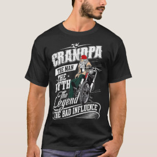 Camiseta O Vovô Da Motocicleta O Homem O Mito O Mau 