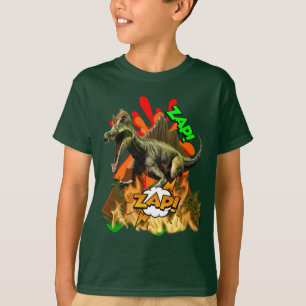 Camiseta O vulcão de arte em quadrinhos do Dinossauro zap a
