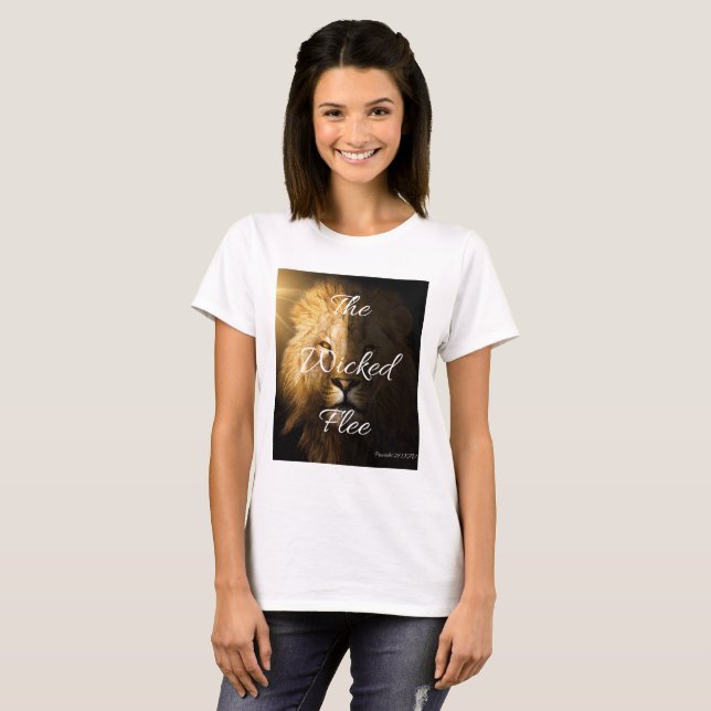 Camiseta O Wicked Flee Proverbs 28:1 KJV Mulheres (Frente Completa)