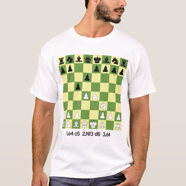 Camiseta O Xadrez de Defesa da Sicília abre xadrez