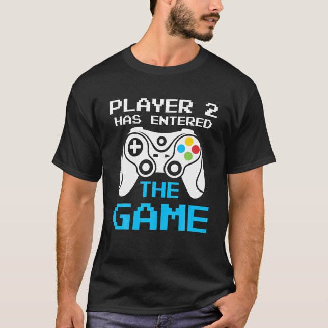 Camiseta O Yxwd Player 2 Entrou No Jogo Jogador Novo Bebê (Frente)
