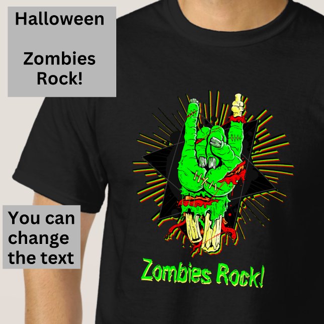 Camiseta O Zombie Verde Bones de Mão Verde Acionou o Bloque (Criador carregado)