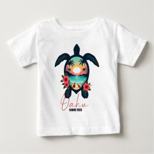Camiseta Oahu Havaí 2025 Família de Tartarugas Férias de Ve