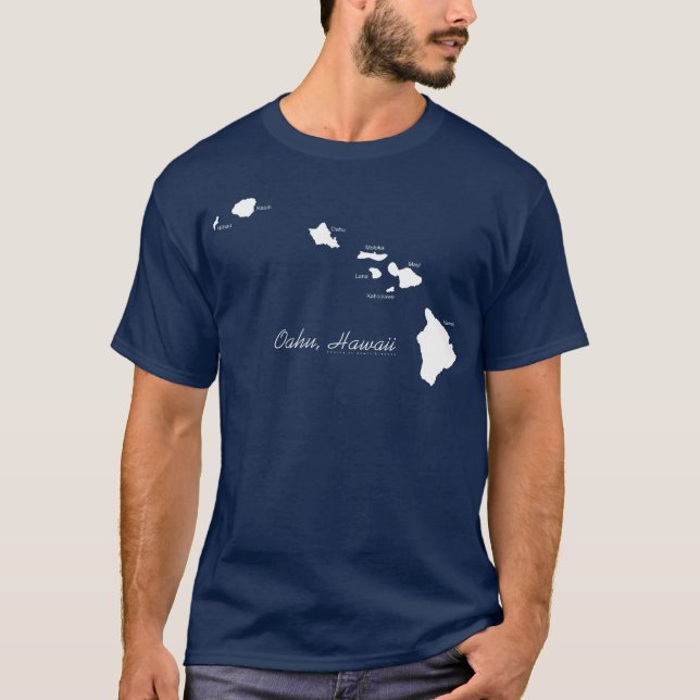Camiseta Oahu Havaí Com Ilhas Havaianas (Frente)