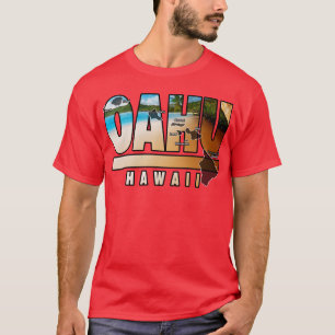 Camiseta Oahu Havaí Com Ilhas Havaianas