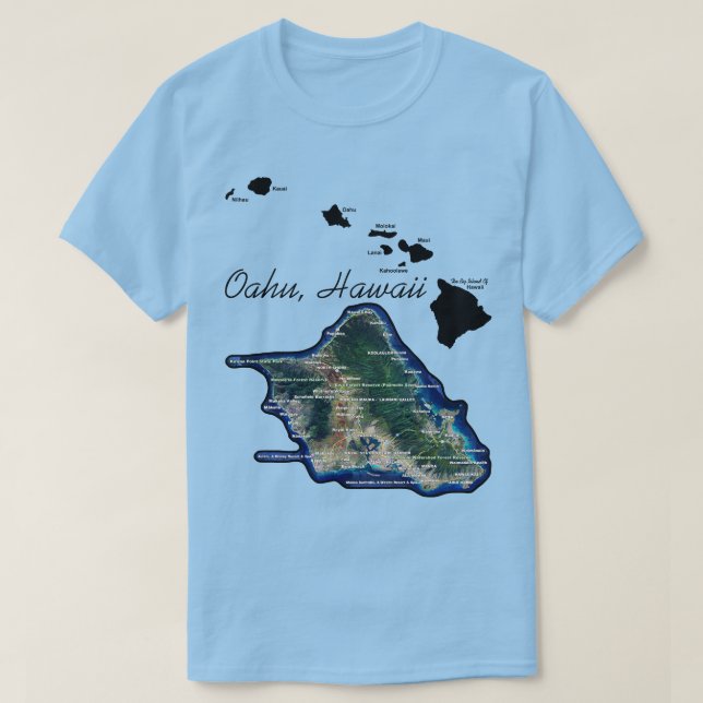 Camiseta Oahu Havaí Com Ilhas Havaianas (Frente do Design)