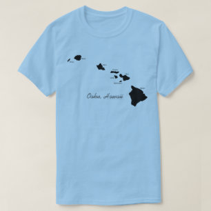 Camiseta Oahu Havaí Com Ilhas Havaianas