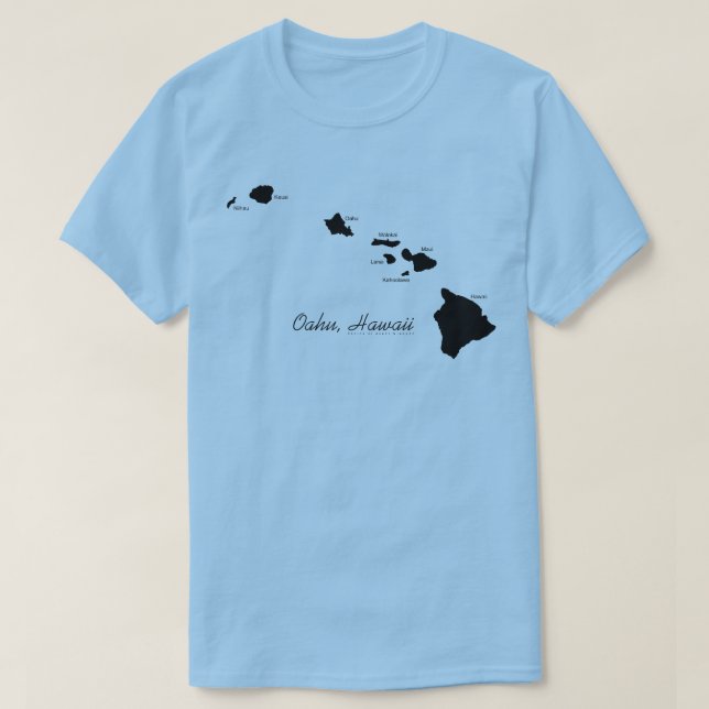 Camiseta Oahu Havaí Com Ilhas Havaianas (Frente do Design)