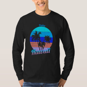 Camiseta Oahu Havaí Palmeiras Tropicais Retrô Férias