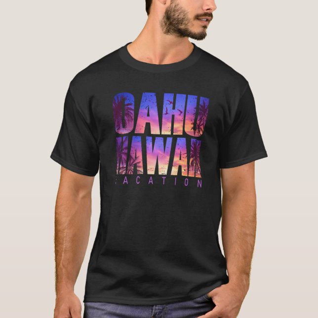 Camiseta Oahu Hawaii Beach Summer Vacation Matching Family  (Frente)