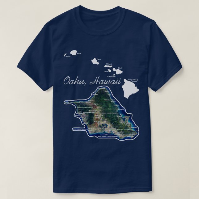 Camiseta Oahu Hawaii Com Ilhas Havaianas (Frente do Design)