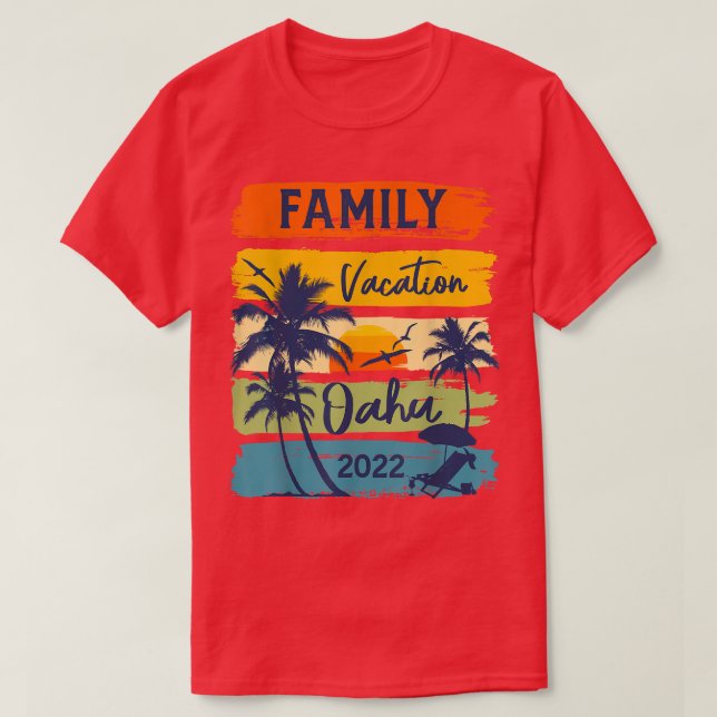 Camiseta Oahu Hawaii Havaí Férias 2022 Matching Family (Frente do Design)