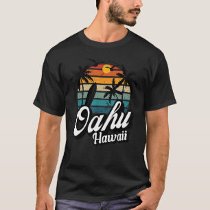 Camiseta Oahu Hawaii Palm Tree Surf Reunião Vacay Retro Bea