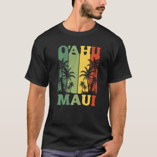 Camiseta Oahu Maui Havaiano Retro Havaí Ilha Praia de Palm
