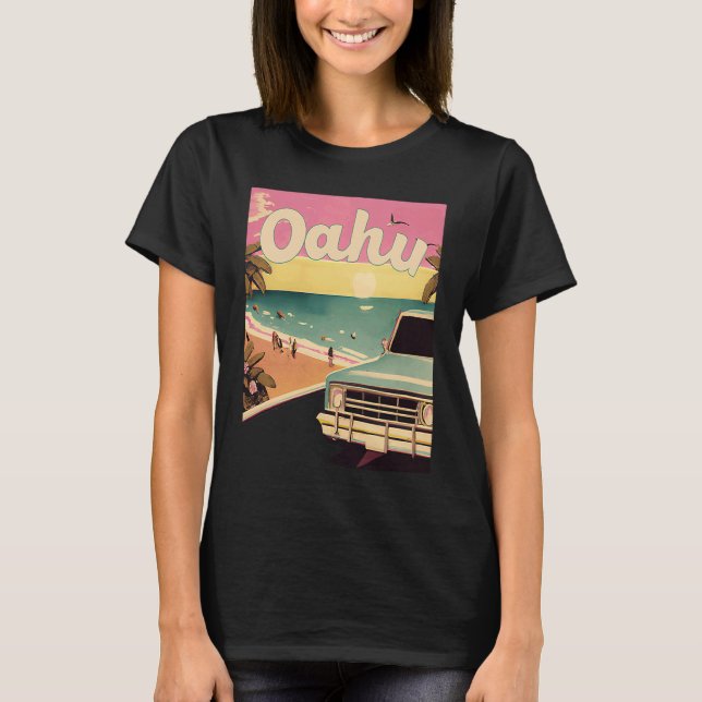 Camiseta Oahu Retro Beach Vacation Souvenir Oahu Hawaii Sur (Frente)