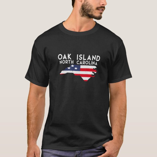 Camiseta Oak Island North Carolina EUA State America Viagem (Frente)