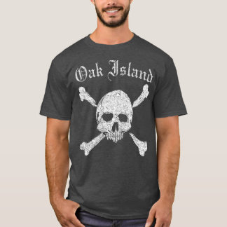 Camiseta Oak Island Skull Crossbones Afastados Impressão