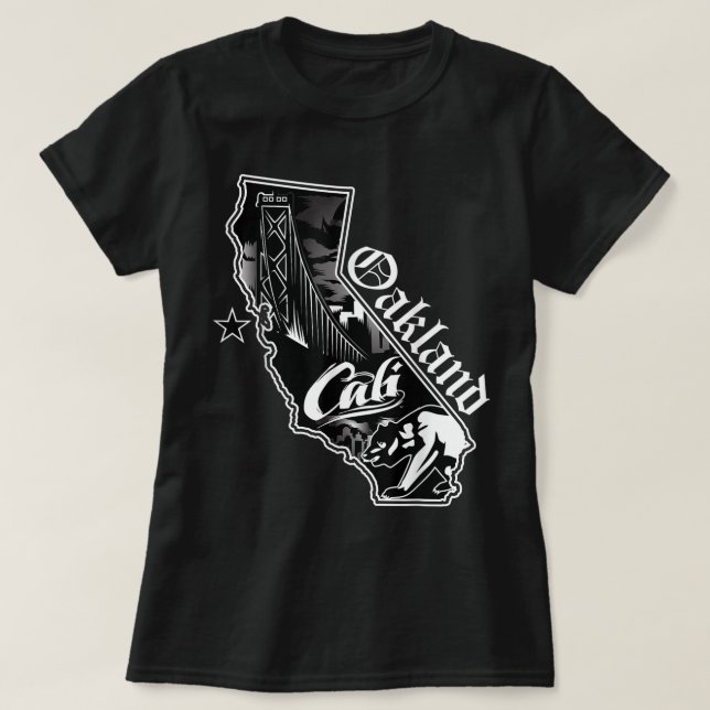 Camiseta Oakland California Map Norte Cali Tee Bay Area (Frente do Design)
