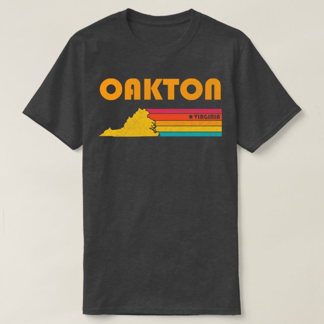 Camiseta Oakton Virginia Vintage aflita Souvenir (Frente do Design)