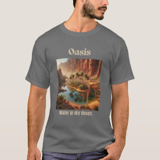 Camiseta Oasis Cinza d'água do deserto geológico escuro da 