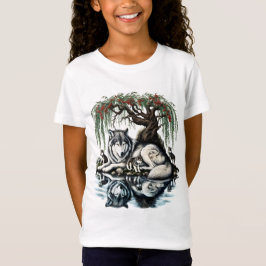 Camiseta Oásis da Família Serene Wolf em Natureza Idílica