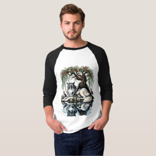 Camiseta Oásis da Família Serene Wolf em Natureza Idílica