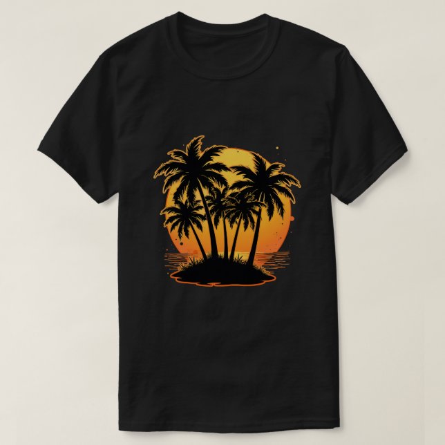 Camiseta Oásis Tropical Sunset (Frente do Design)