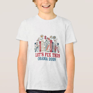 Camiseta Obama 2028 Permite Corrigir Este Livro Floral Obam