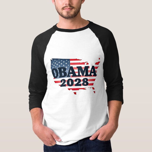Camiseta Obama 2028 - Um novo amanhecer para a América (Frente)