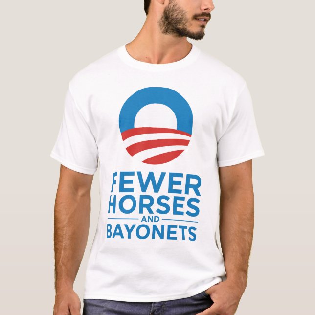 Camiseta Obama Biden 2012 menos cavalos e baionetas (Frente)