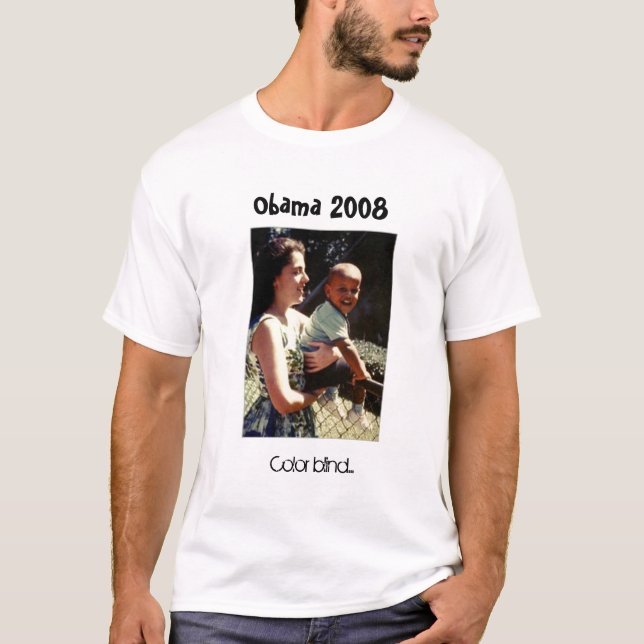 Camiseta Obama com sua mãe, cortina de cor…, Obama 2008 (Frente)