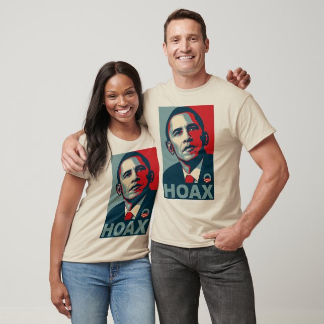 Camiseta Obama_Hoax (Unissex)