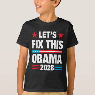 Camiseta Obama Retro Vintage Patriótico 2028 Vamos Corrigir