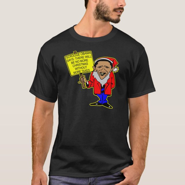 Camiseta Obama Scrooge nenhum Natal mais impostos (Frente)