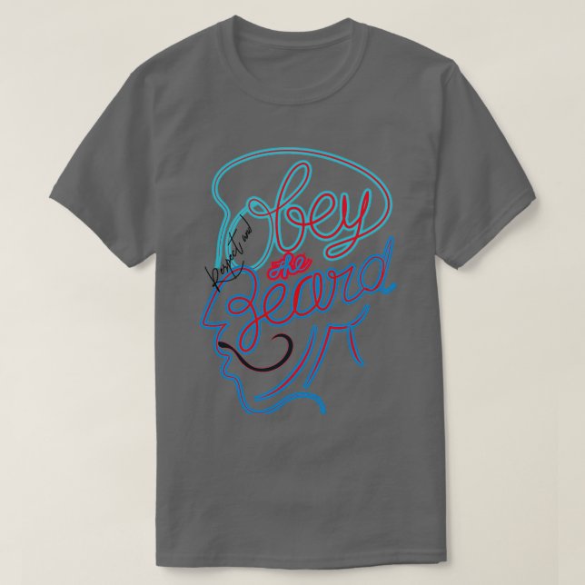 Camiseta Obedeça à tipografia da barba à moda (Frente do Design)