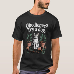 Camiseta Obediência Tente Um Gato Amante de Gatos Filhote G