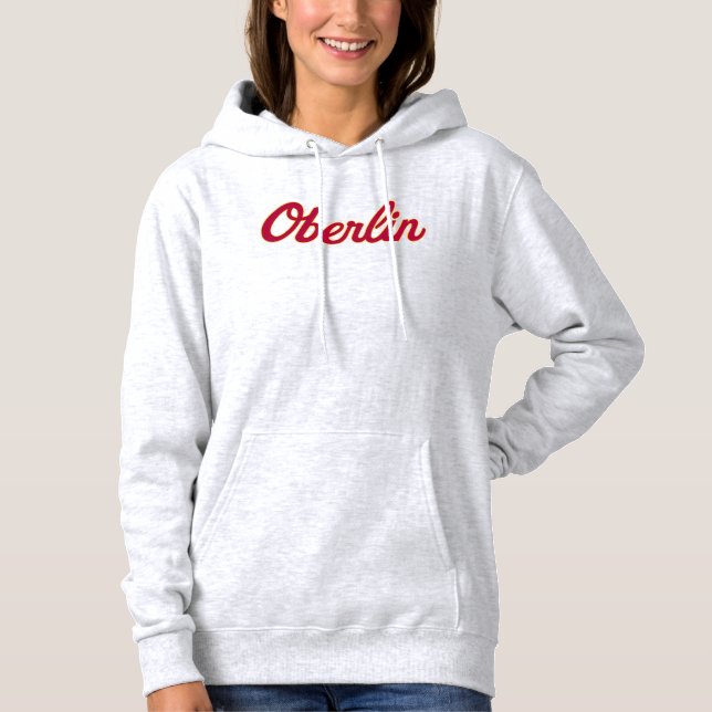 Camiseta Oberlin Women's Script Ash Hoodie (Frente)