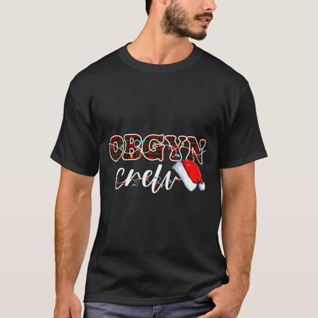 Camiseta Obgyn Crew Christmas Lights Santa Hat  (Frente)