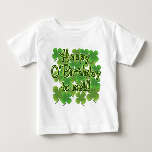 Camiseta O'Birthday feliz a mim com trevos (Frente)