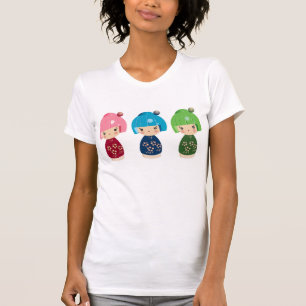 Camiseta Objectivas triplas de Kokeshi