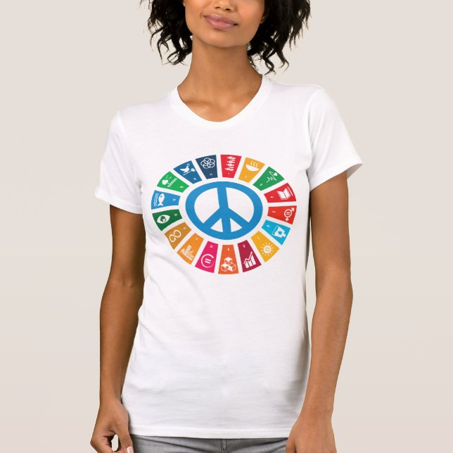 Camiseta Objetivos de Sustentabilidade da Paz Global Inspir (Frente)