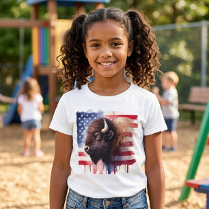 Camiseta Obra de Arte Majestosa de Bisonte Americano e Band