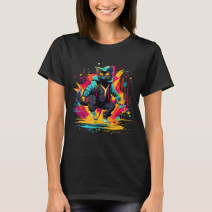 Camiseta Obra-prima em Arte Urbana Desenho de Gato Urbano