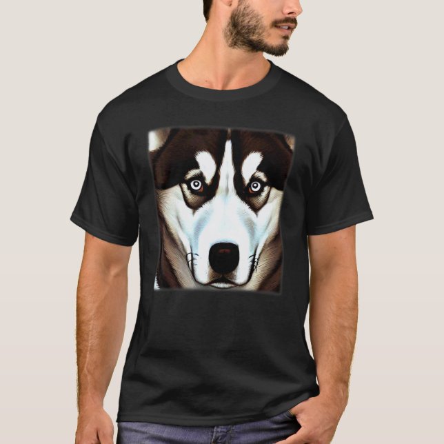 Camiseta obras de arte com impressão de cachorro Husky rost (Frente)