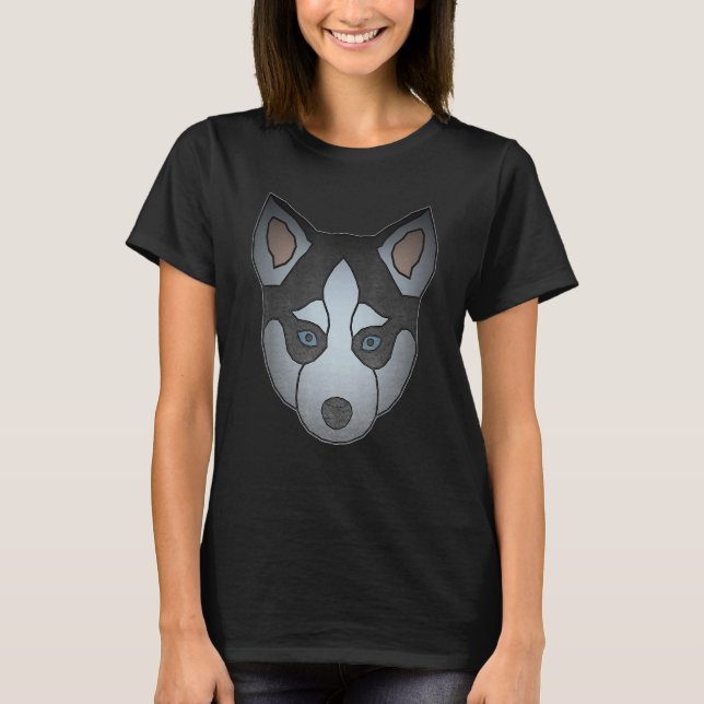 Camiseta obras de arte com impressão de cachorro Husky rost (Frente)
