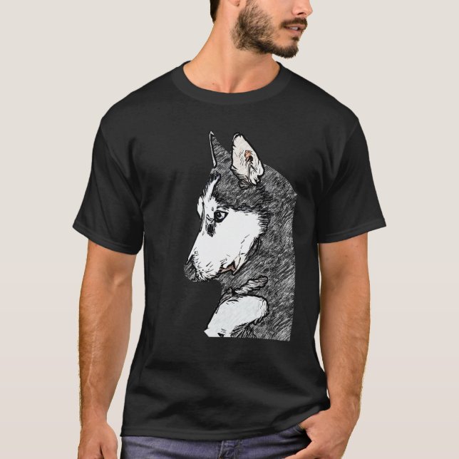 Camiseta obras de arte com impressão de cachorro Husky rost (Frente)