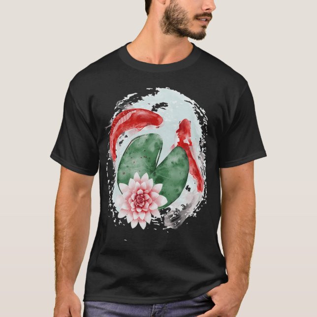Camiseta Obras de arte japonesas de peixes Koi (Frente)
